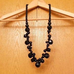 Mark Jacobs black faceted bead statement necklace